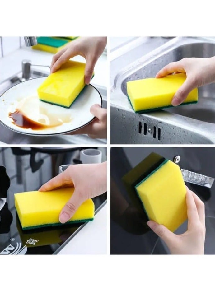 OSALIA Dishwashing Sponge 10 Pack, Dish Wash Sponge, High Density Foam Heavy Duty Scrubber, Dual Sided Non Scratch Scouring Pad, High Absorbent Kitchen, Bathroom and Household Cleaning Sponge - Image 4